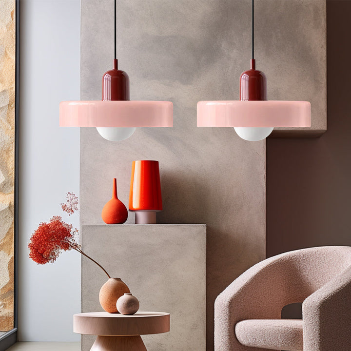 Dual-tone modern double pendant light, elegant ceiling fixture for dining.