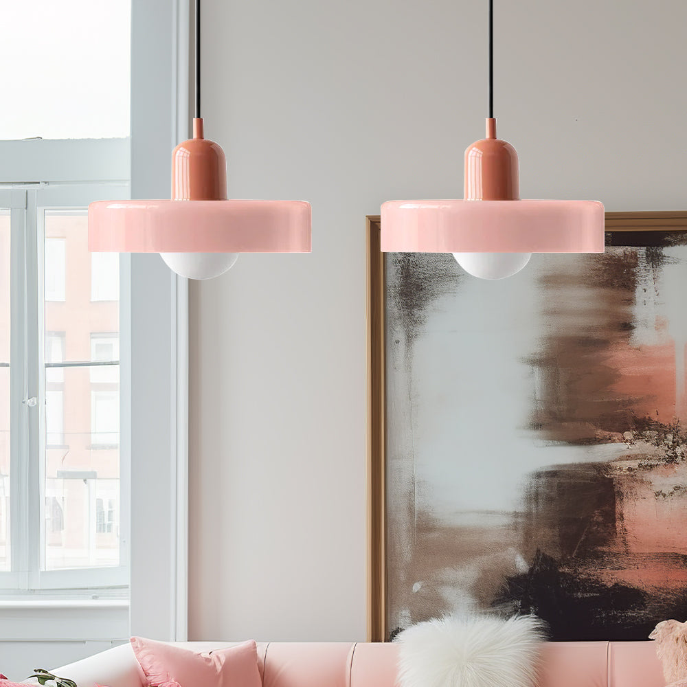 Elegant contemporary dual-tone glass pendant light, ideal for modern dining decor.