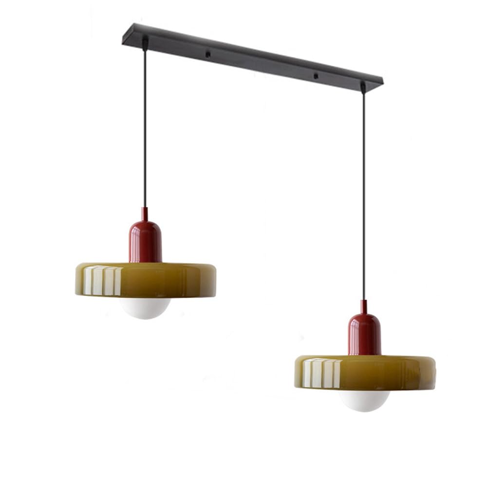 Modern double pendant light for living room, elegant glass and contemporary style.