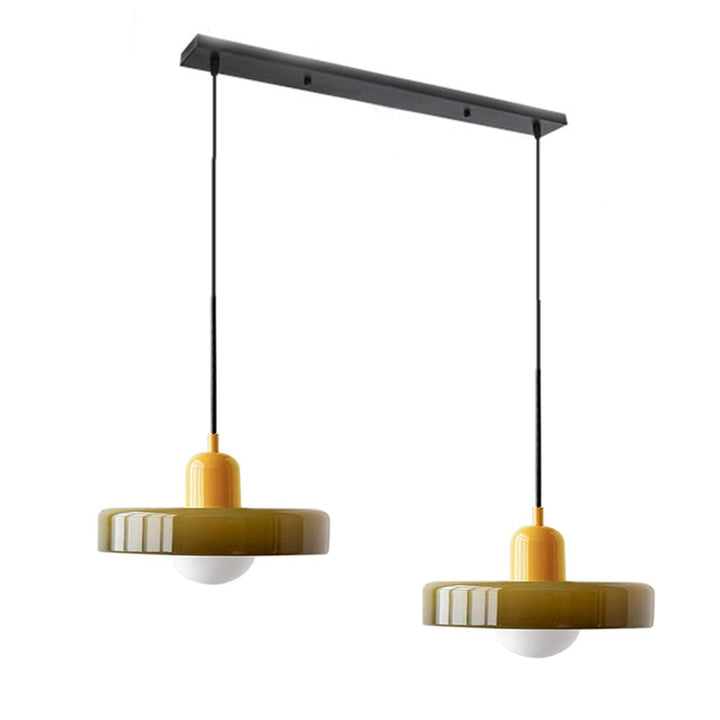 Contemporary glass double pendant, modern home lighting for dining room.