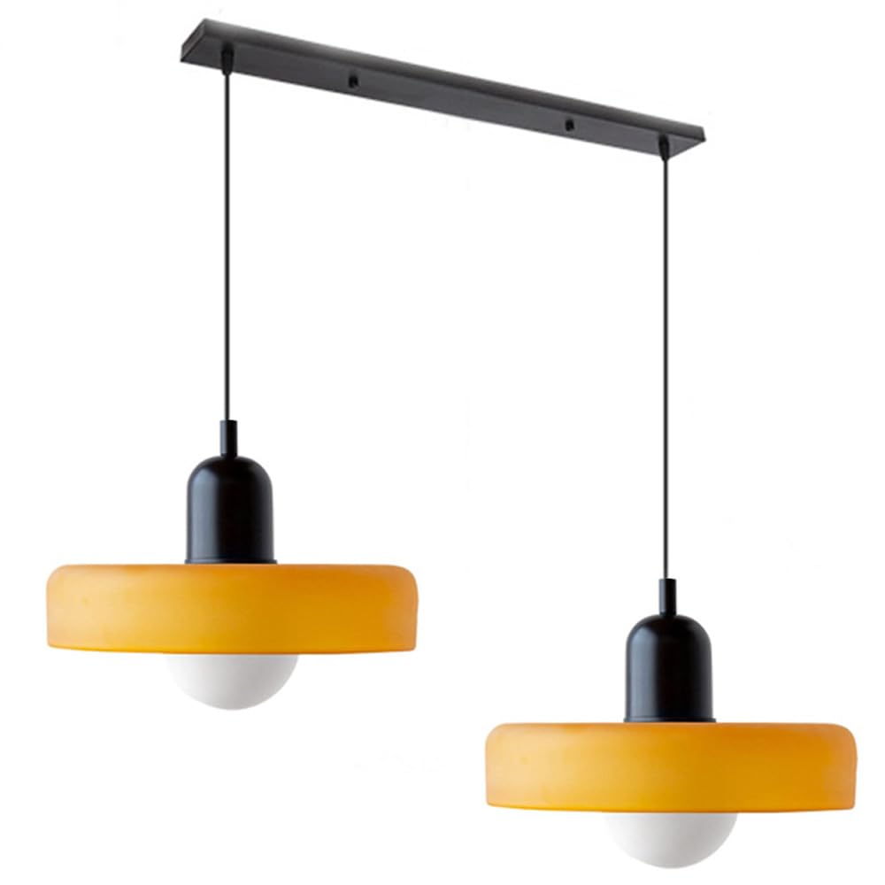 Dual-tone modern double pendant light, elegant glass for home decor.