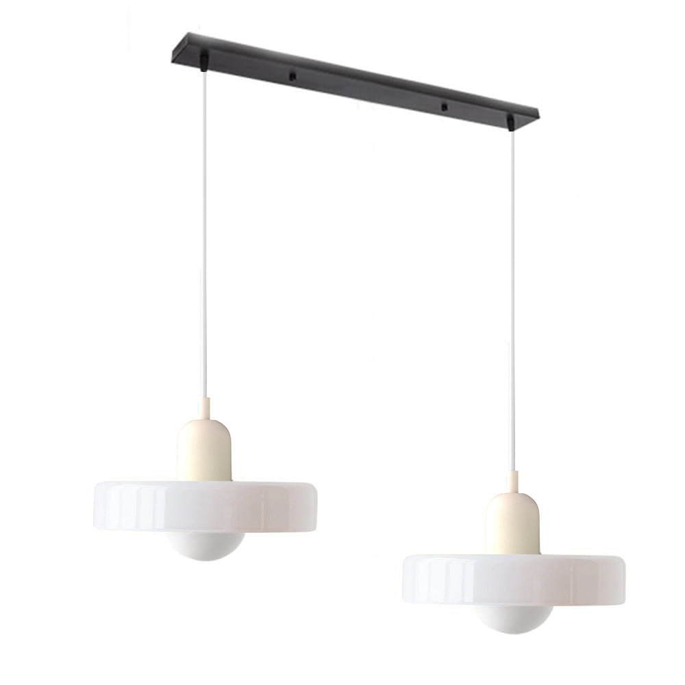 Stylish double pendant light with glass shades, modern home decor accent.