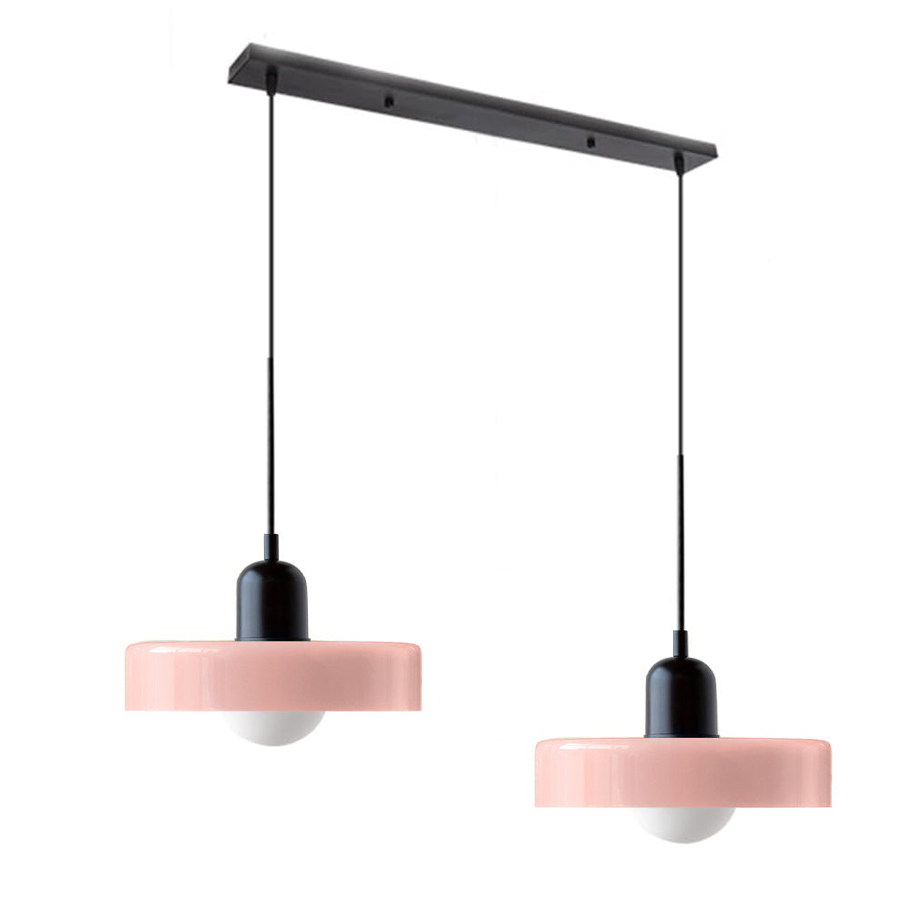 Stylish contemporary double pendant, modern glass light for home.