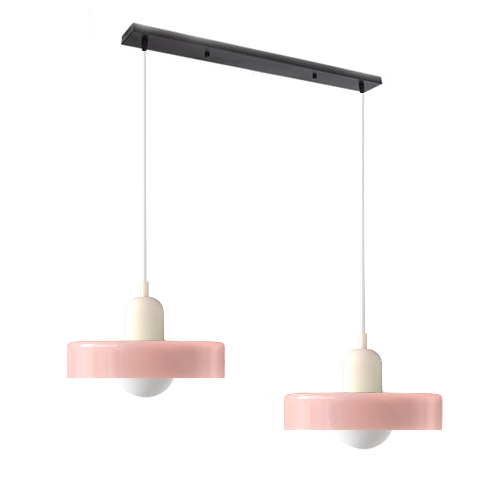 Dual-tone modern double glass pendant light for living room decor.