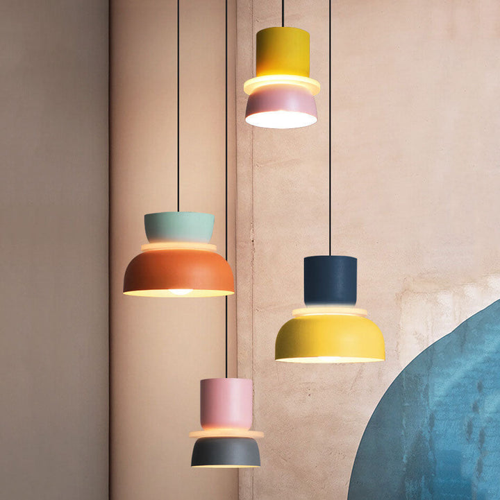 Modern dual-tone Nordic dome pendant light for contemporary home decor. Elegant ceiling lamp.