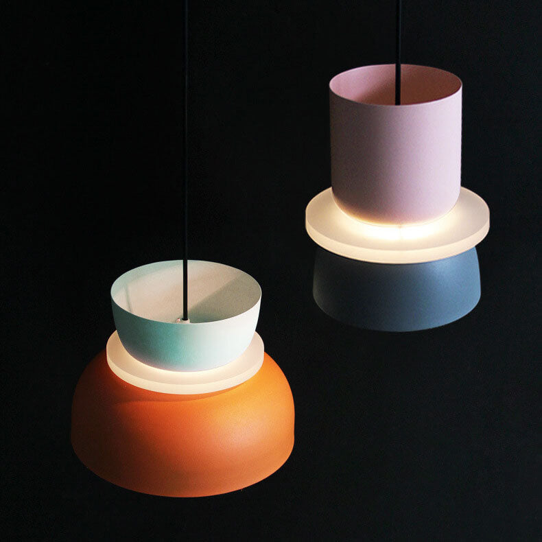 Versatile modern dual-tone dome pendant light. Nordic ceiling lamp enhancing various home styles.