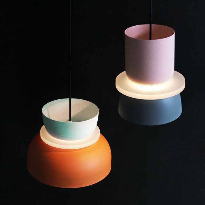 Versatile modern dual-tone dome pendant light. Nordic ceiling lamp enhancing various home styles.