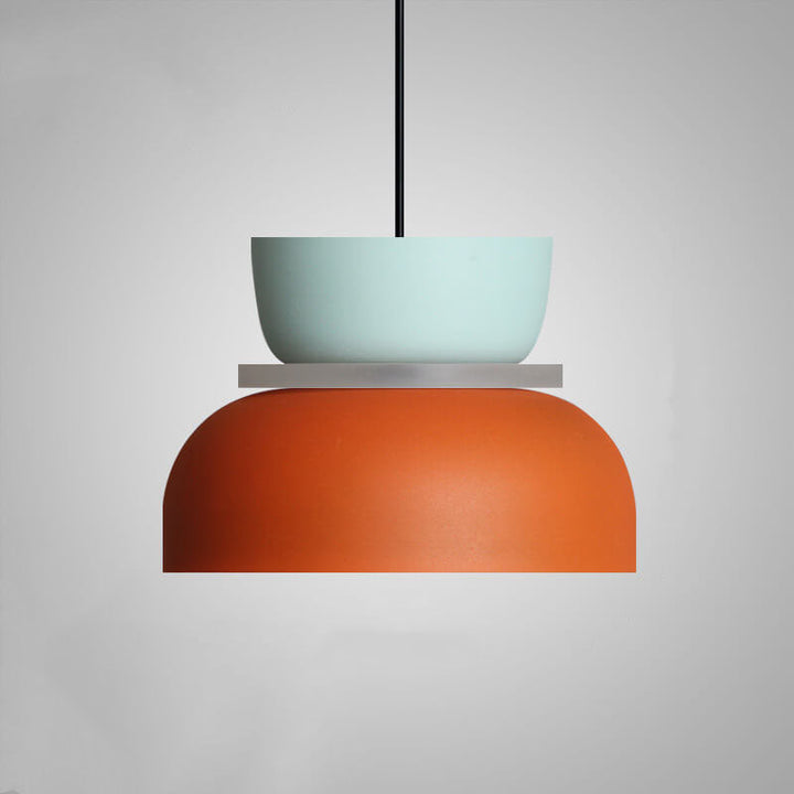 Minimalist modern dual-tone dome pendant light. Nordic ceiling lamp for clean, contemporary spaces.