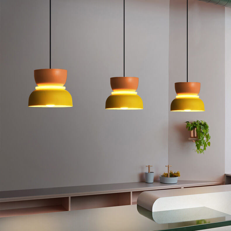 Sleek dual-tone dome pendant light, ideal for modern kitchen island lighting. Nordic style ceiling lamp.