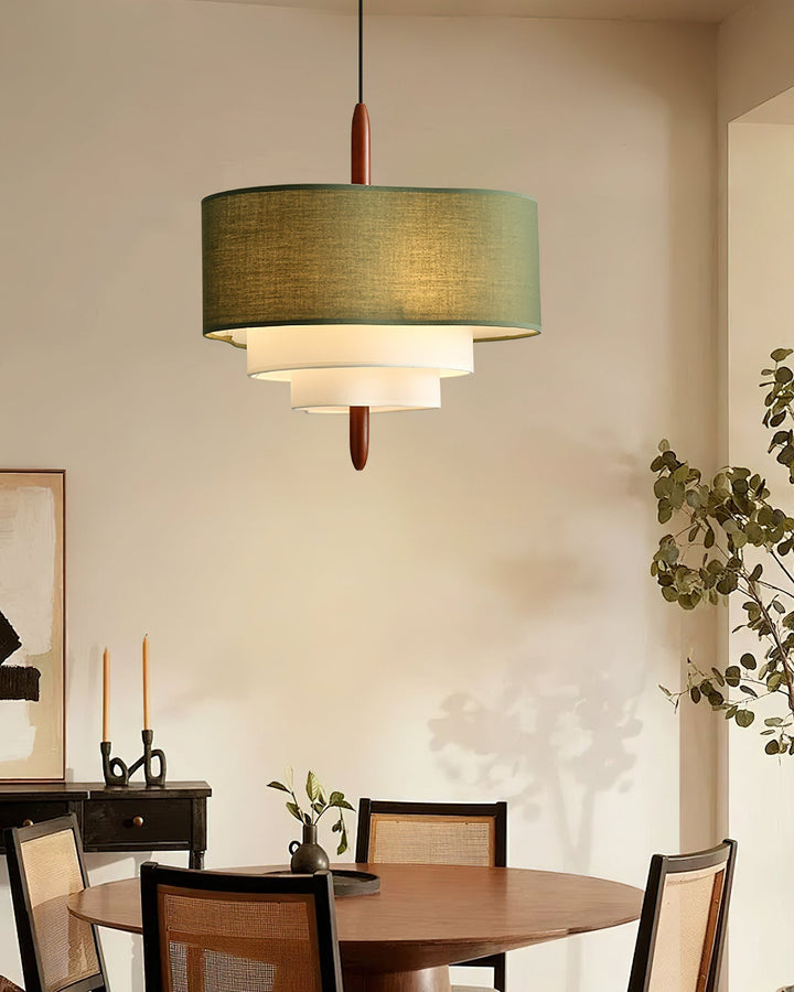Adjustable modern fabric pendant light, perfect for illuminating dining & living areas.