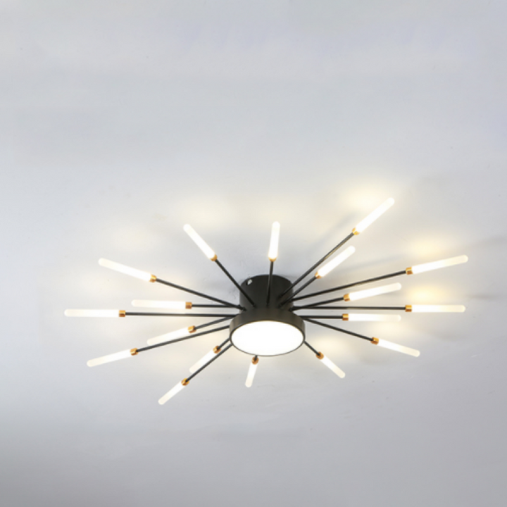 Contemporary gold firework LED light, flush mount, bright indoor modern lighting.