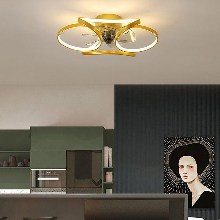 Contemporary flower design LED ceiling fan & light fixture for modern home decor.