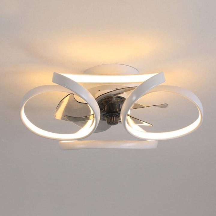 Energy-efficient flower LED ceiling fan, remote control included for adjustable comfort & light.