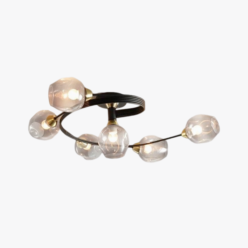 Modern flush mount ceiling light, black, ideal for living room decor.