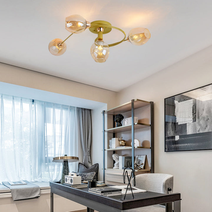Sculptural black flush mount fixture, adds a contemporary touch to ceilings.