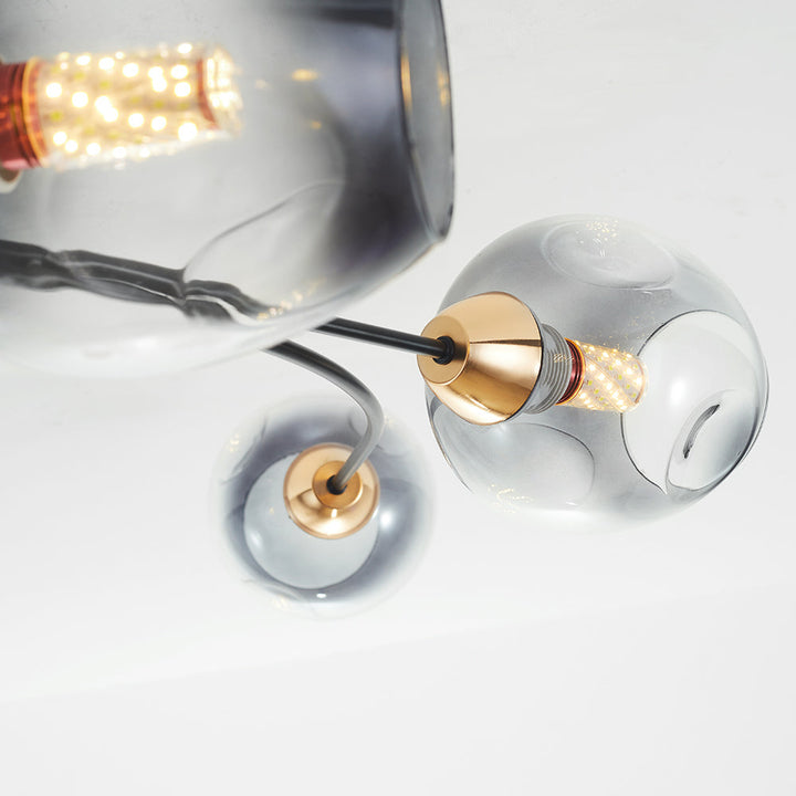 Contemporary gold flush mount ceiling light, for living or dining rooms.