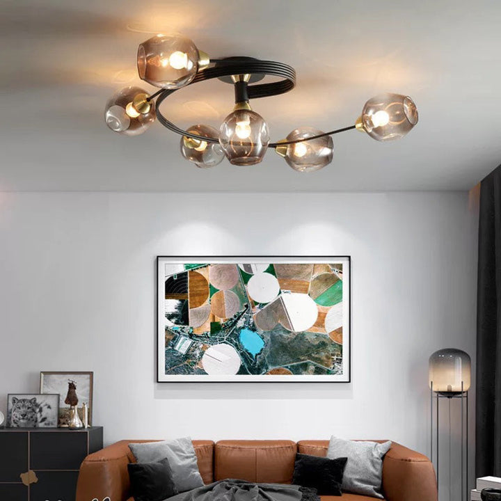 Sleek black flush mount ceiling light, enhances contemporary home decor.