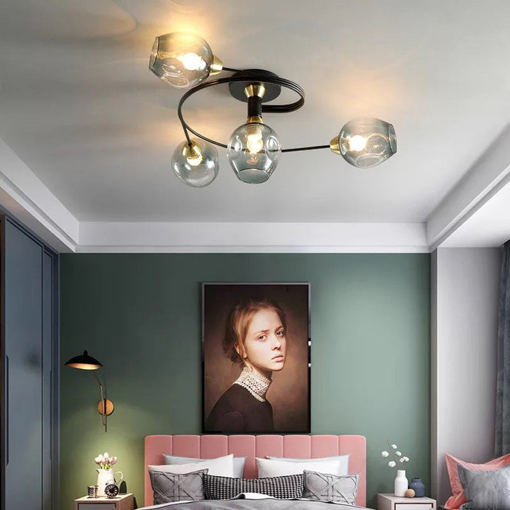 Modern bedroom flush mount light, clean lines for a stylish ceiling.