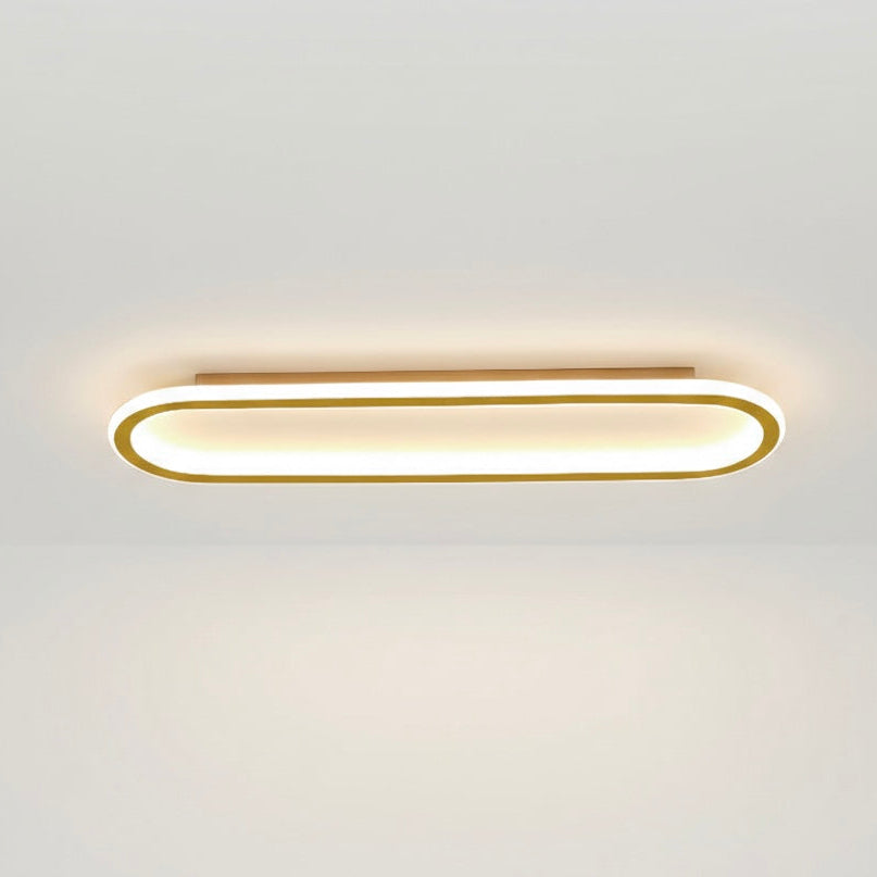 Contemporary geometric LED ceiling lamp, dimmable, modern rose gold fixture for stylish home.