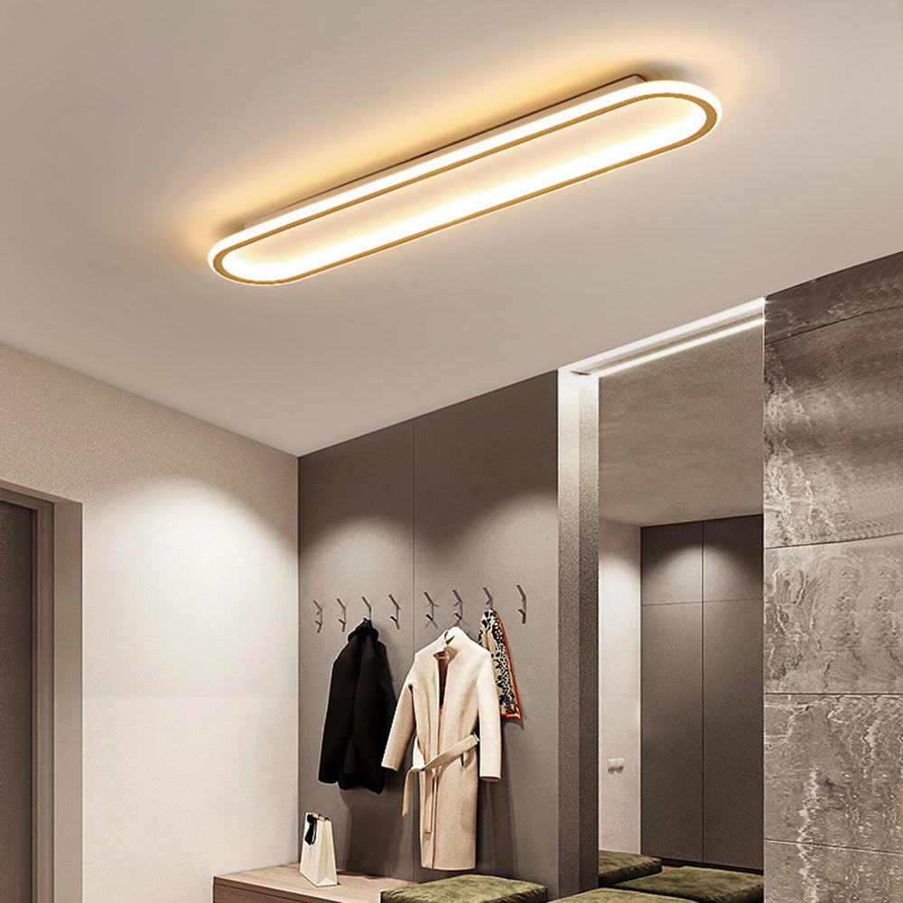 Dimmable LED ceiling light fixture, modern geometric design, perfect for living room interior lighting.