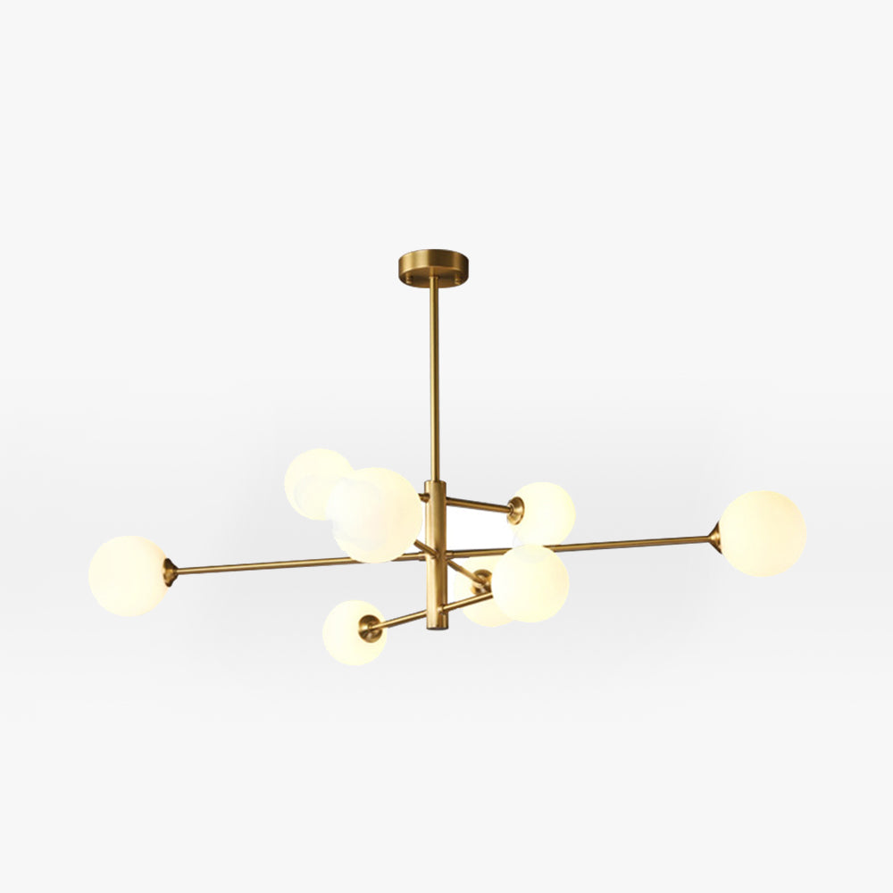 Modern globe chandelier with multiple lights, elegant black finish, perfect for contemporary dining rooms.