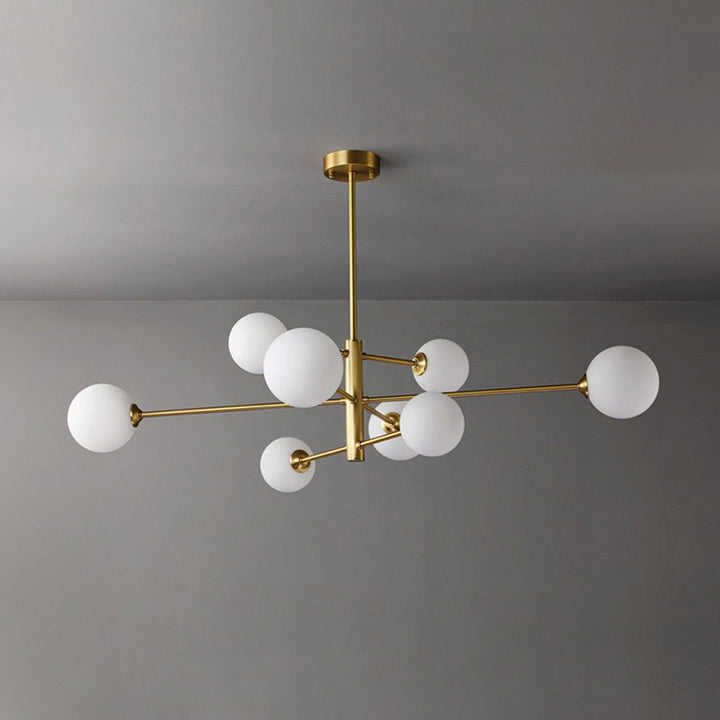 Elegant black globe ceiling light, multi-light modern chandelier for stylish interior design.