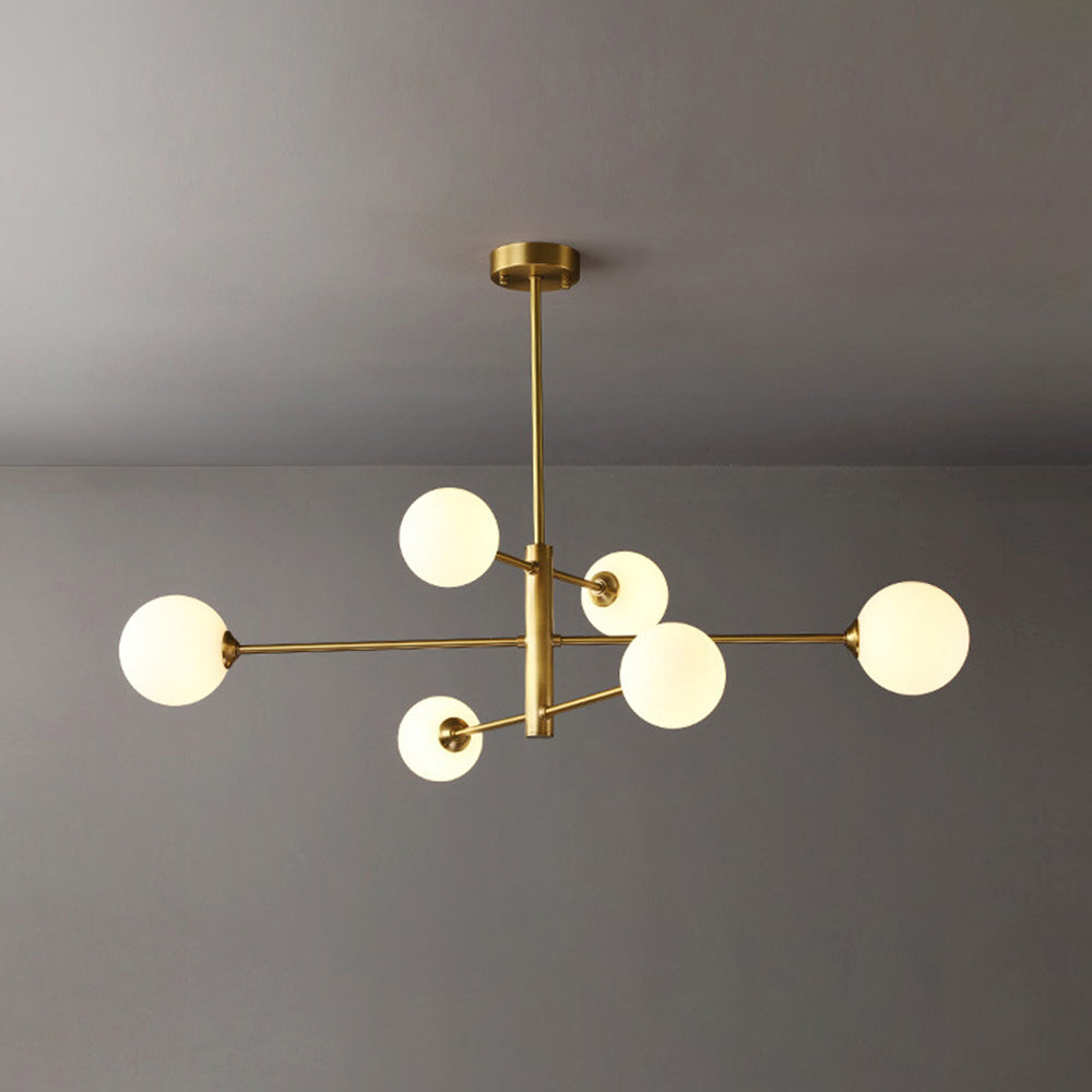 Gold multi-light globe pendant, modern chandelier for bright and elegant contemporary spaces.