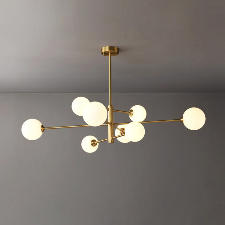 Contemporary multi-light black globe chandelier, stylish ceiling fixture for modern home lighting.