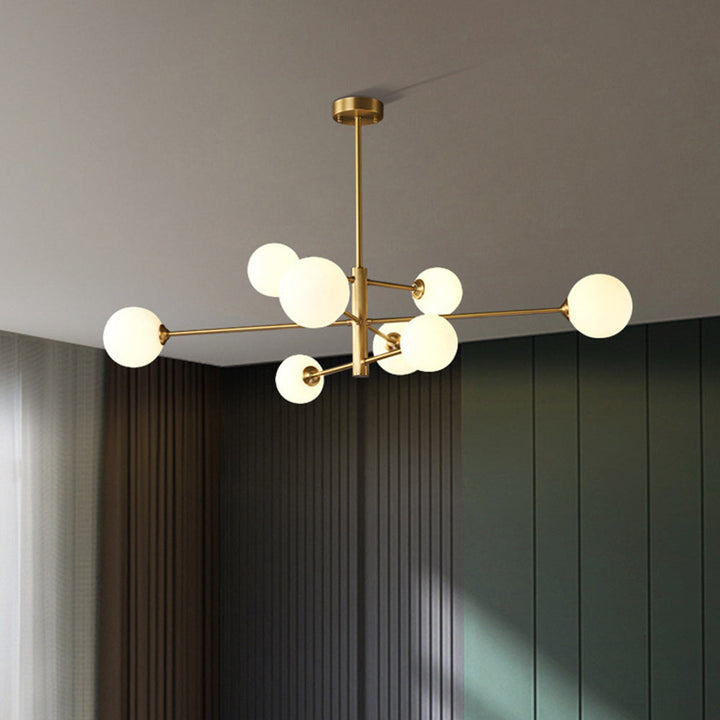 Modern multi-globe ceiling light, elegant black pendant fixture enhancing a contemporary interior.