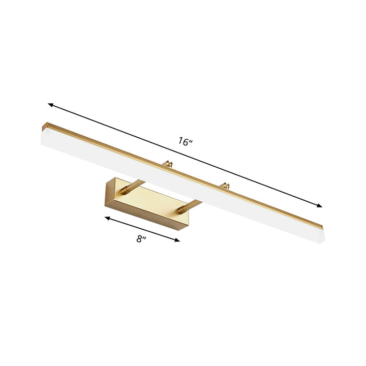 Elegant gold LED wall sconce, perfect rectangular lighting for bathroom vanity. Modern home decor.