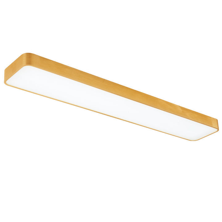 Sophisticated gold recessed LED ceiling light, rectangular design for modern home and office.