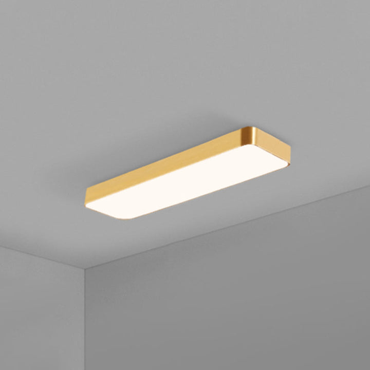Contemporary flush mount gold LED rectangular light fixture, ideal for modern office lighting.