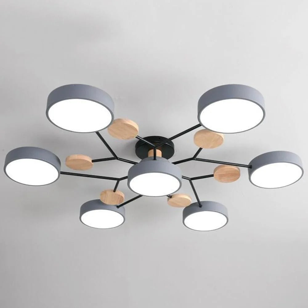 White halo LED semi-flush ceiling lamp, ideal for minimalist decor.