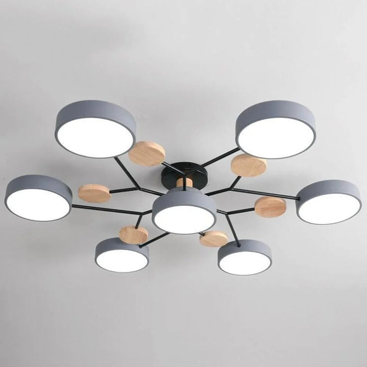 White halo LED semi-flush ceiling lamp, ideal for minimalist decor.