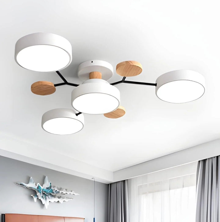 Slim profile halo LED semi-flush fixture, perfect for low ceilings.