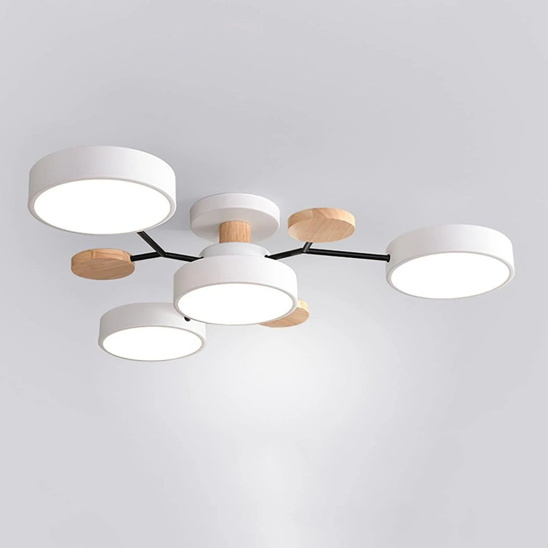 Modern LED halo semi-flush ceiling light, creating a welcoming entryway.