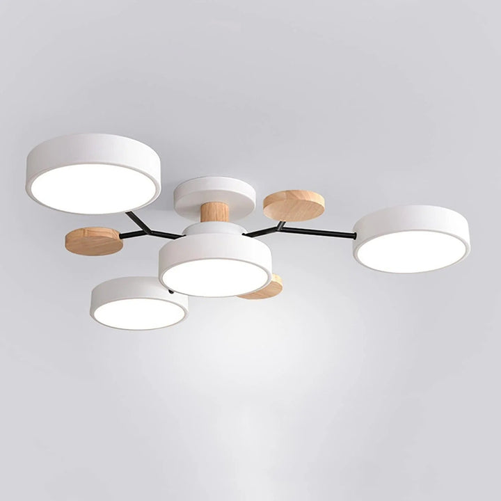 Modern LED halo semi-flush ceiling light, creating a welcoming entryway.