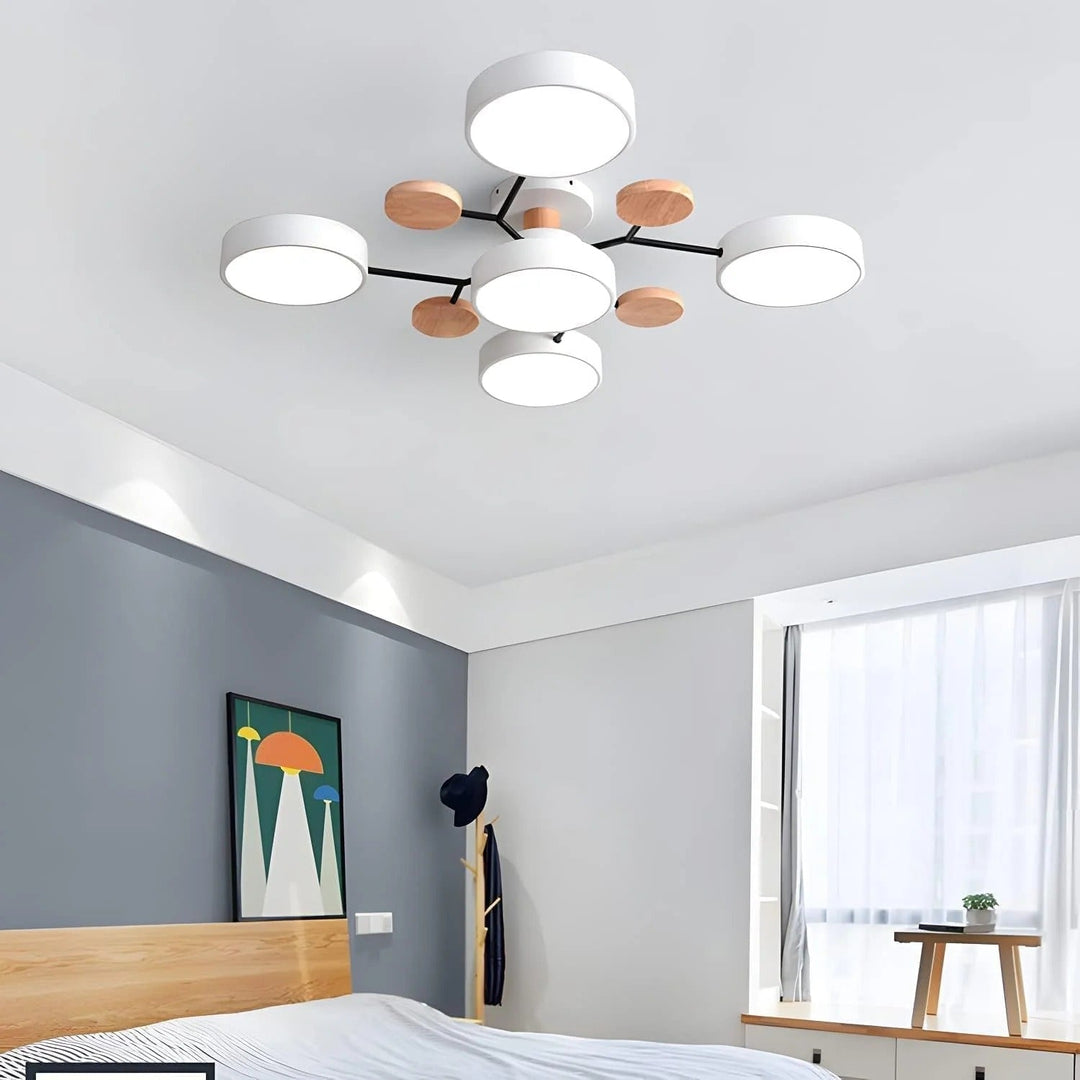 Halo LED ceiling light with adjustable brightness for versatile room lighting.