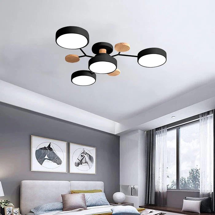 Designer halo LED semi-flush ceiling light for upscale contemporary decor.