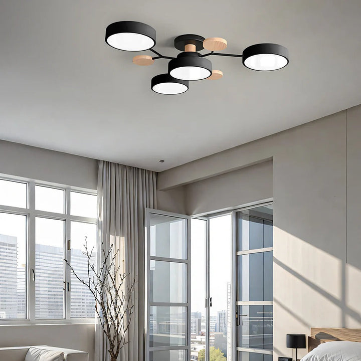 Contemporary halo LED ceiling light for modern master bedrooms.