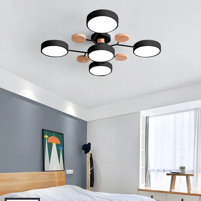 Elegant semi-flush LED halo light, ideal for an inviting study room.
