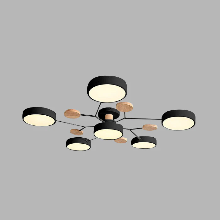 Sleek halo LED semi-flush ceiling light for modern living area design.