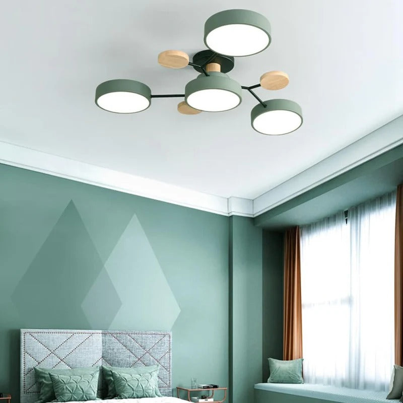 Adjustable LED halo semi-flush ceiling light, versatile for any room.