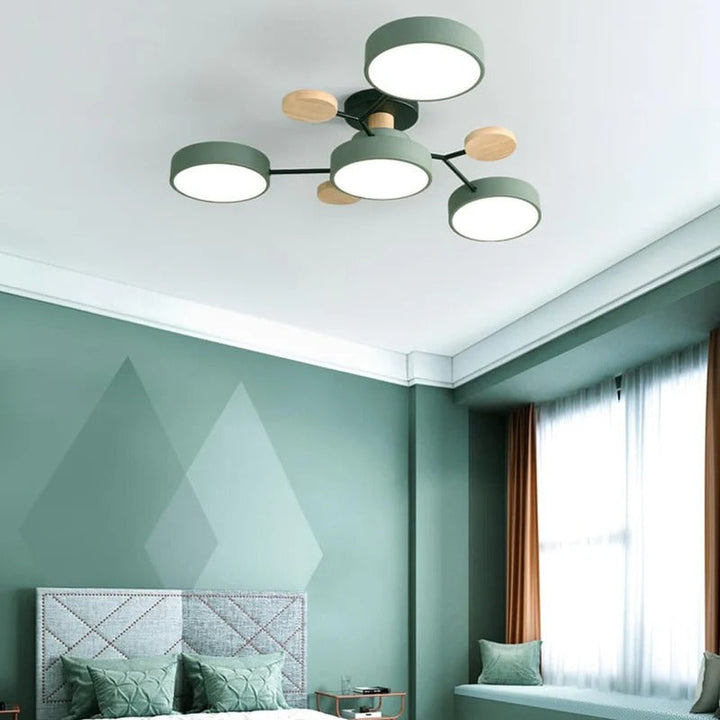 Adjustable LED halo semi-flush ceiling light, versatile for any room.