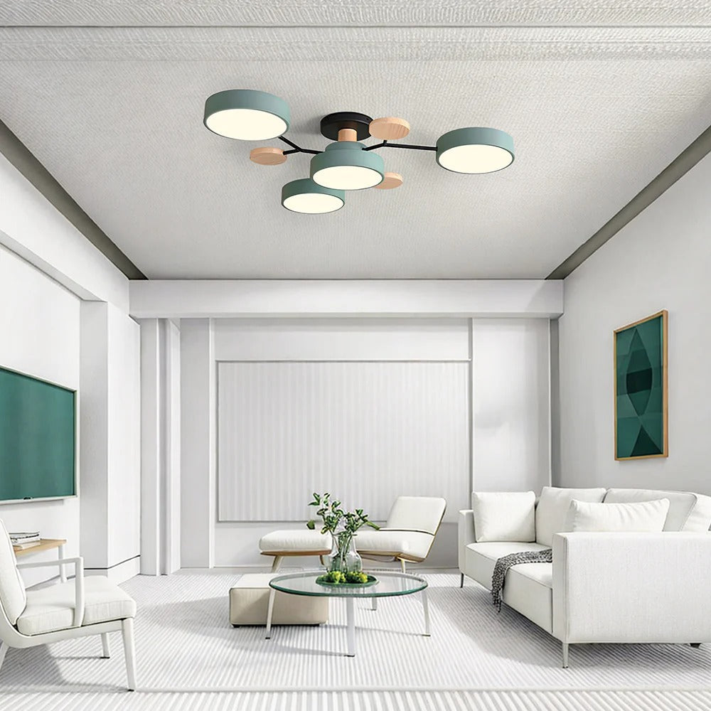 Minimalist mvb26 halo LED semi-flush fixture for contemporary interiors.