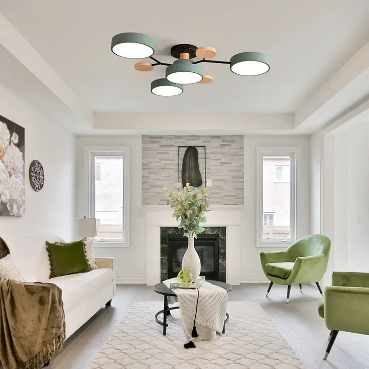 Energy-efficient halo LED semi-flush ceiling light, perfect for lofts.