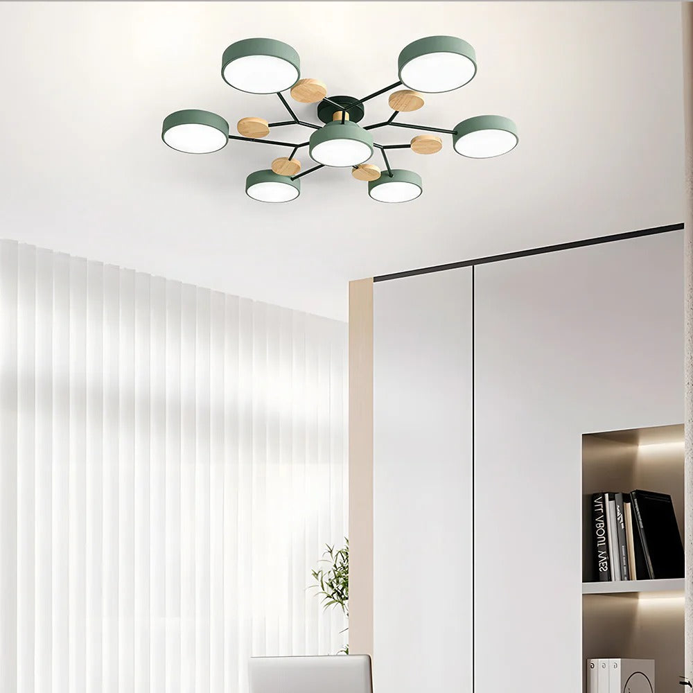 Elegant modern semi-flush LED halo lamp, enhancing hallway ambiance.