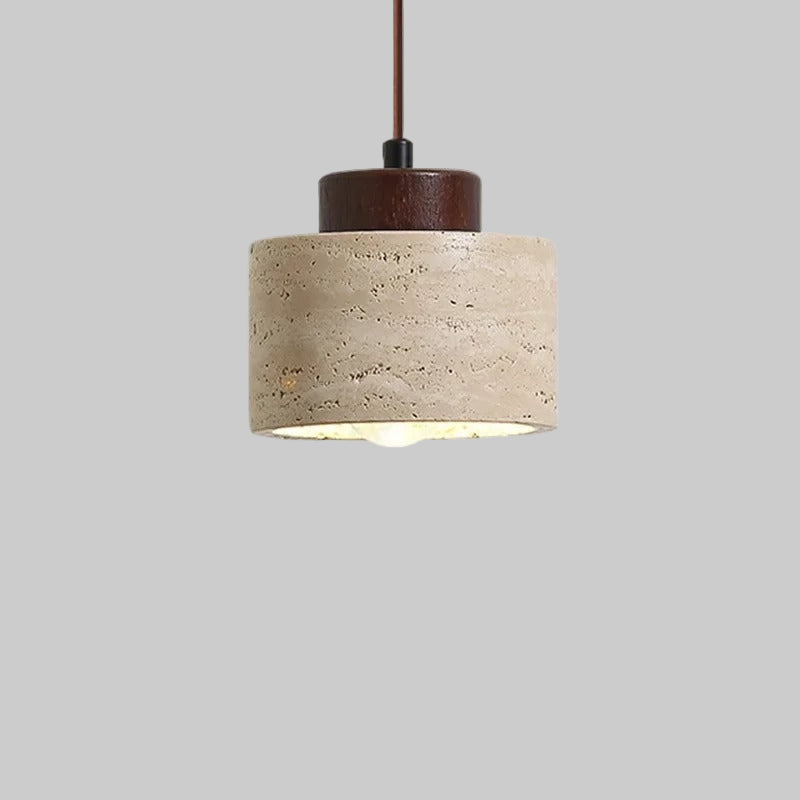 Ambient lighting: Modern travertine pendant light for a warm, inviting home.