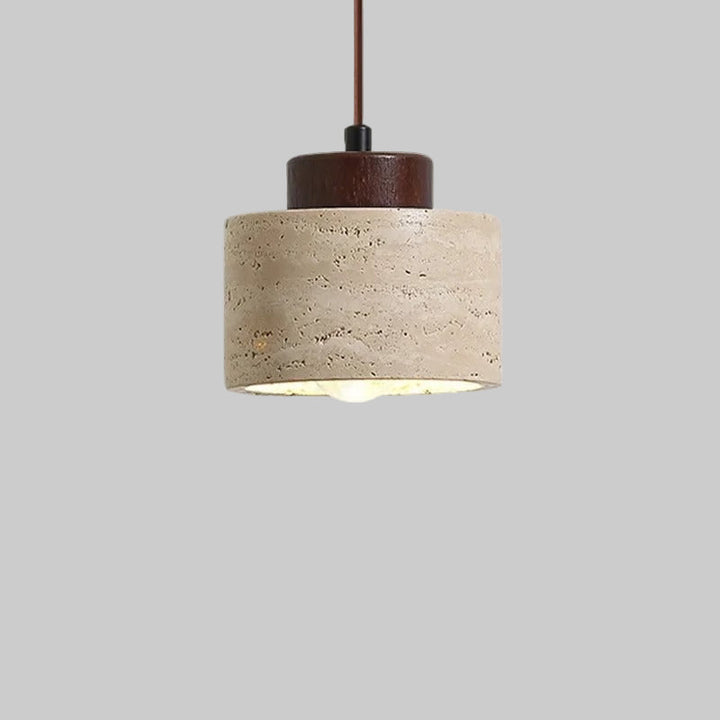 Ambient lighting: Modern travertine pendant light for a warm, inviting home.