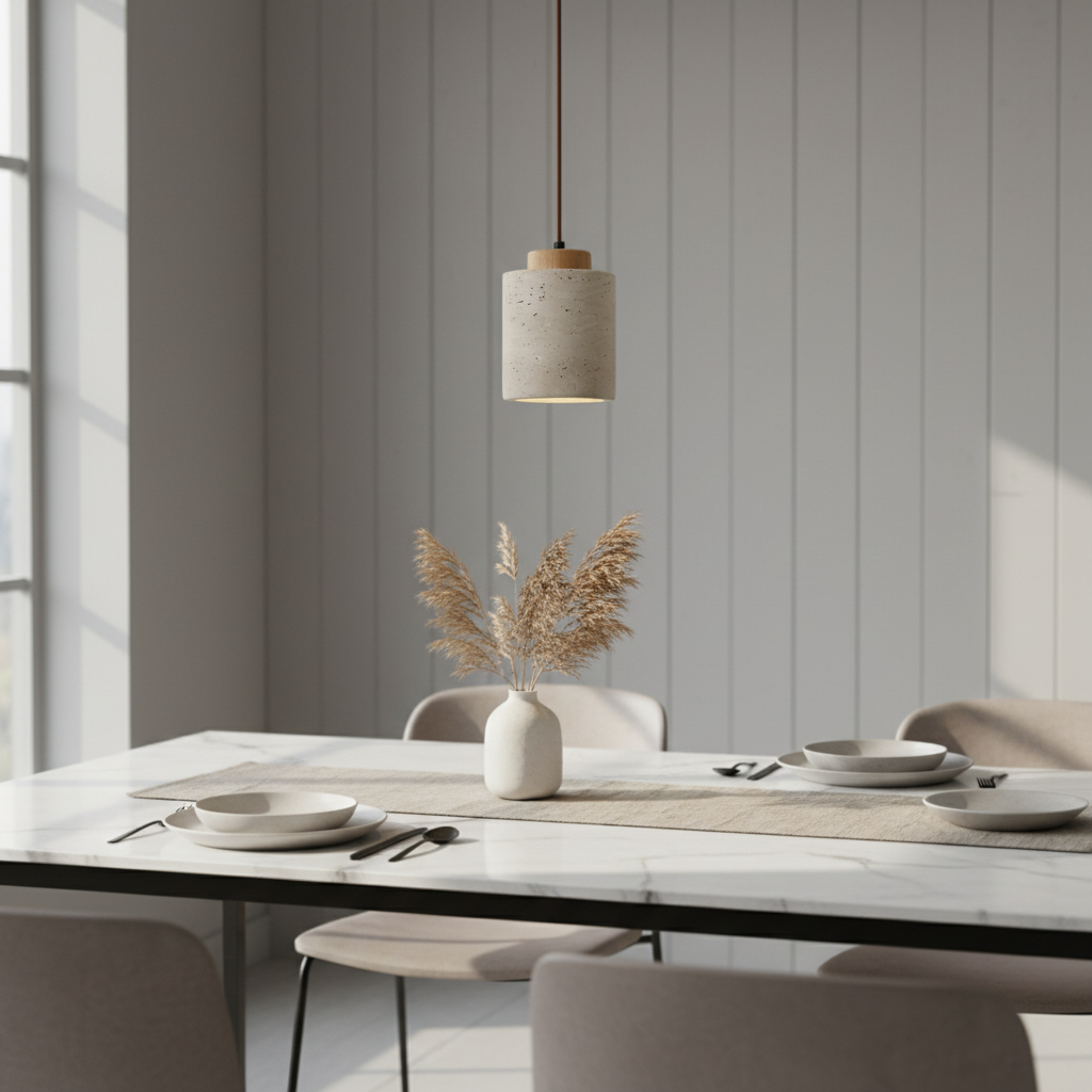 Indoor ceiling lamp: Stylish cord pendant with natural travertine for modern homes.